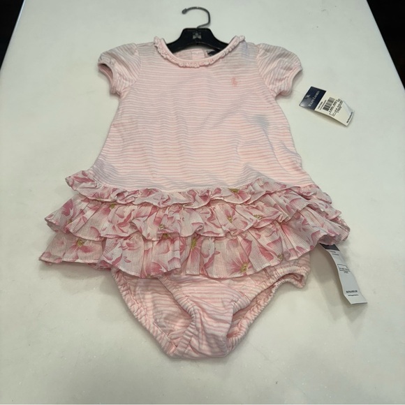 Ralph Lauren Baby Girl Ruffle Dress Light Pink Size 9M, 2 Pcs NWT - Picture 2 of 9